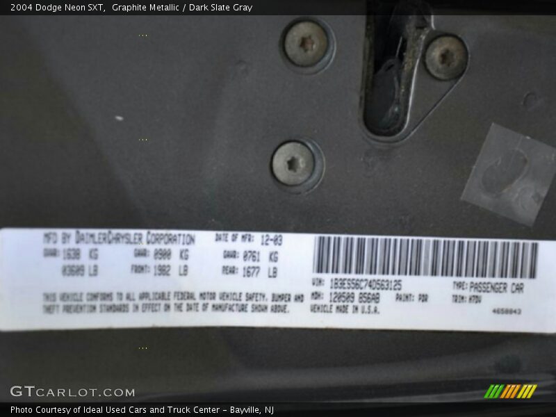Graphite Metallic / Dark Slate Gray 2004 Dodge Neon SXT