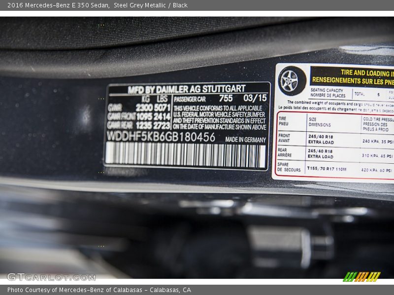 2016 E 350 Sedan Steel Grey Metallic Color Code 755