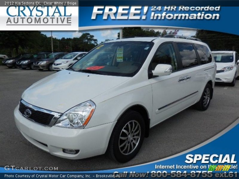 Clear White / Beige 2012 Kia Sedona EX