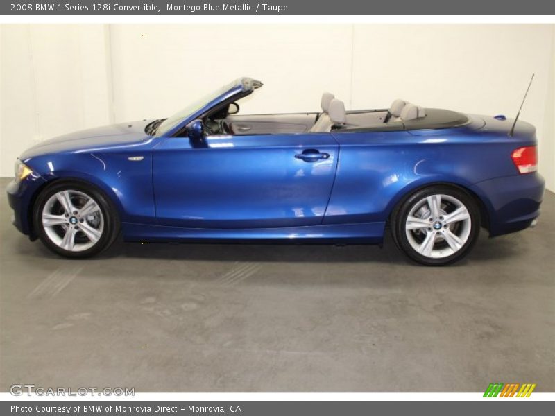 Montego Blue Metallic / Taupe 2008 BMW 1 Series 128i Convertible