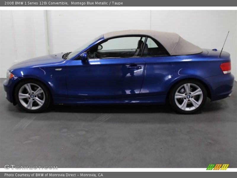 Montego Blue Metallic / Taupe 2008 BMW 1 Series 128i Convertible