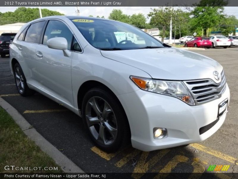 Blizzard White Pearl / Light Gray 2012 Toyota Venza Limited AWD