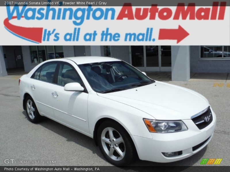 Powder White Pearl / Gray 2007 Hyundai Sonata Limited V6