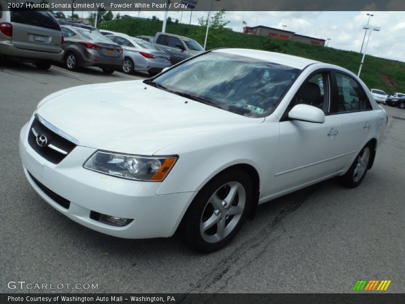 Powder White Pearl / Gray 2007 Hyundai Sonata Limited V6