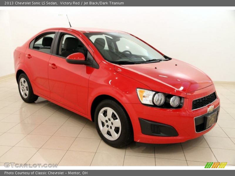 Victory Red / Jet Black/Dark Titanium 2013 Chevrolet Sonic LS Sedan