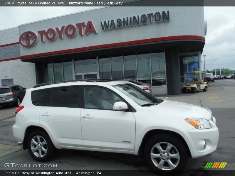 Blizzard White Pearl / Ash Gray 2009 Toyota RAV4 Limited V6 4WD