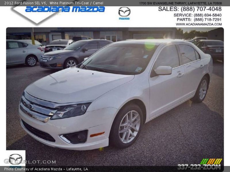 White Platinum Tri-Coat / Camel 2012 Ford Fusion SEL V6