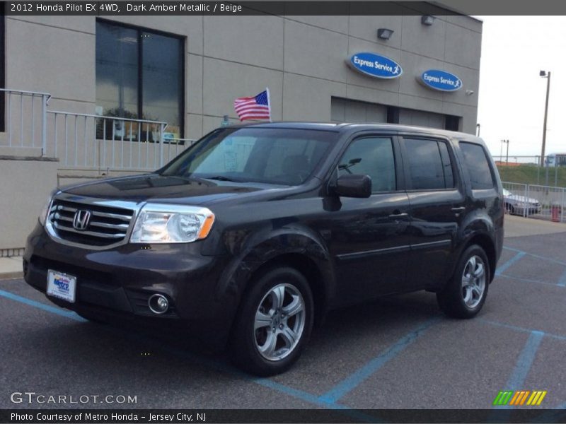Dark Amber Metallic / Beige 2012 Honda Pilot EX 4WD