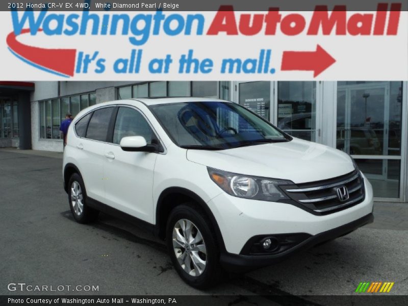 White Diamond Pearl / Beige 2012 Honda CR-V EX 4WD
