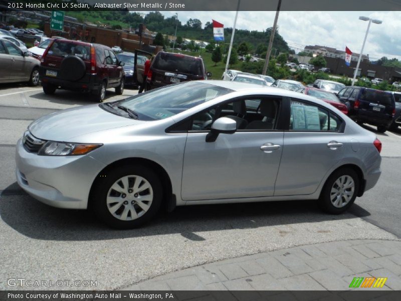 Alabaster Silver Metallic / Stone 2012 Honda Civic LX Sedan