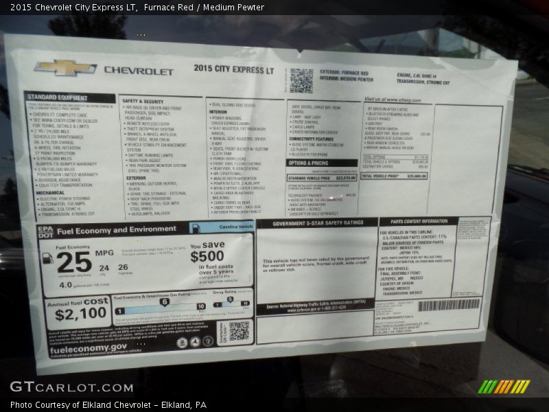  2015 City Express LT Window Sticker