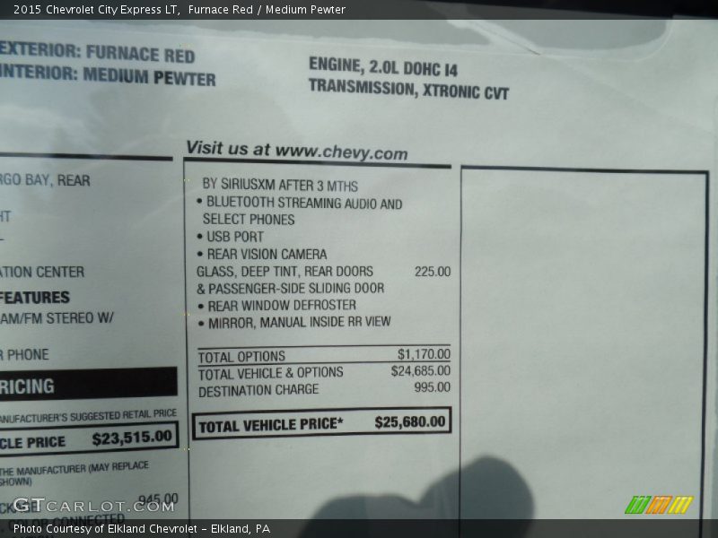  2015 City Express LT Window Sticker