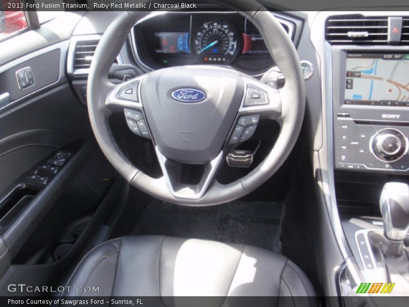 Ruby Red Metallic / Charcoal Black 2013 Ford Fusion Titanium
