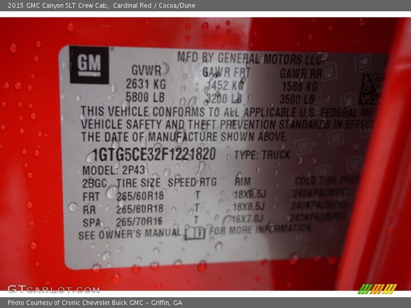 Cardinal Red / Cocoa/Dune 2015 GMC Canyon SLT Crew Cab