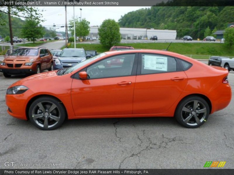 Vitamin C / Black/Ruby Red Accent Stitching 2015 Dodge Dart GT