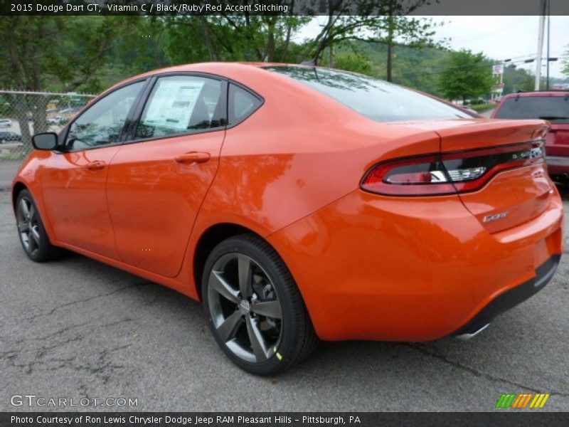 Vitamin C / Black/Ruby Red Accent Stitching 2015 Dodge Dart GT