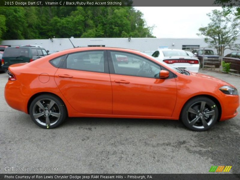 Vitamin C / Black/Ruby Red Accent Stitching 2015 Dodge Dart GT