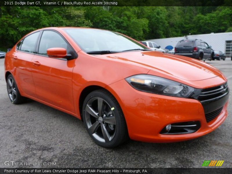 Vitamin C / Black/Ruby Red Accent Stitching 2015 Dodge Dart GT