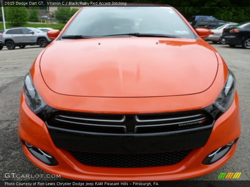 Vitamin C / Black/Ruby Red Accent Stitching 2015 Dodge Dart GT