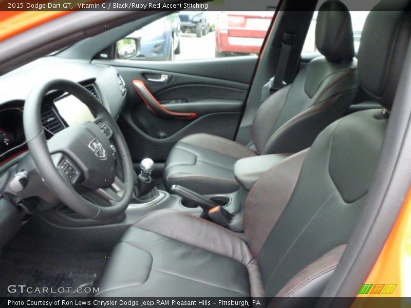 Vitamin C / Black/Ruby Red Accent Stitching 2015 Dodge Dart GT