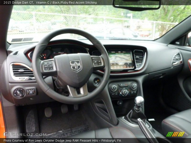 Vitamin C / Black/Ruby Red Accent Stitching 2015 Dodge Dart GT