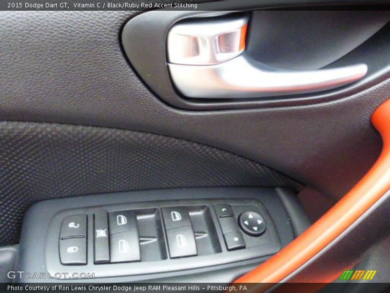Vitamin C / Black/Ruby Red Accent Stitching 2015 Dodge Dart GT