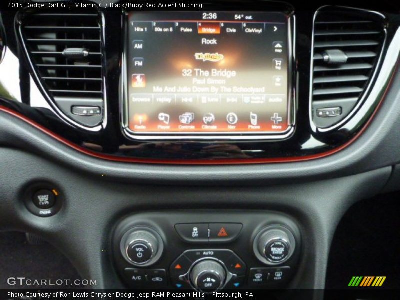 Vitamin C / Black/Ruby Red Accent Stitching 2015 Dodge Dart GT