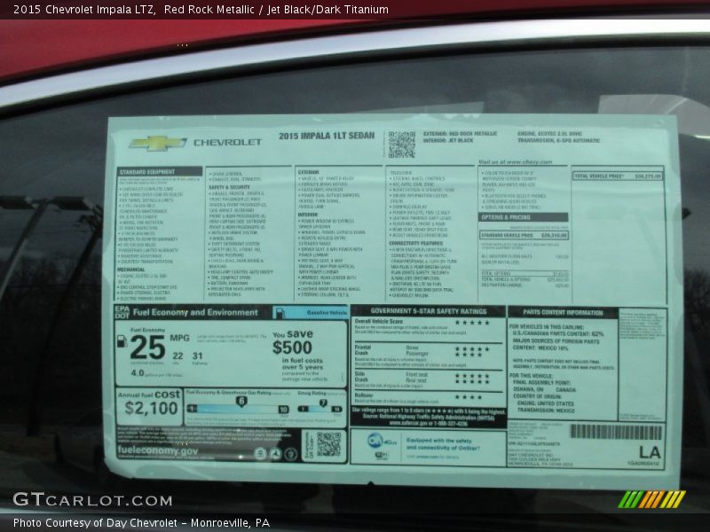 Red Rock Metallic / Jet Black/Dark Titanium 2015 Chevrolet Impala LTZ