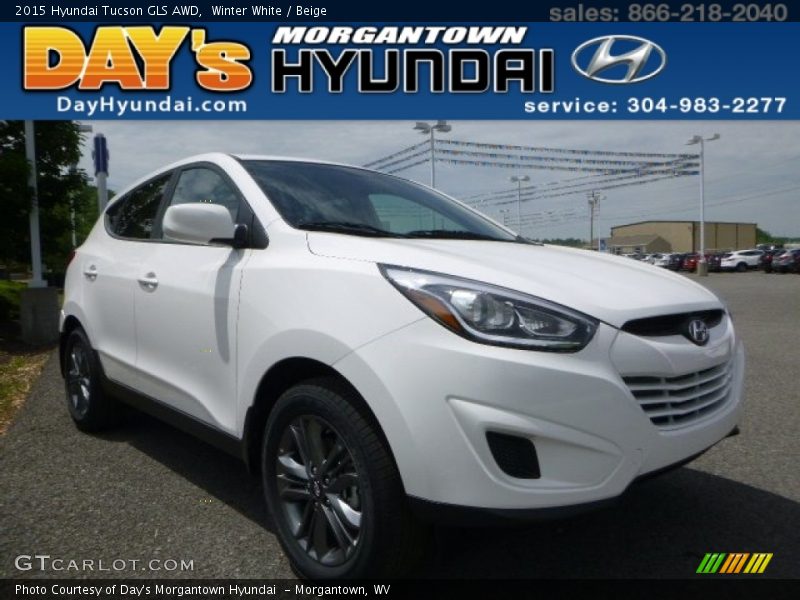 Winter White / Beige 2015 Hyundai Tucson GLS AWD