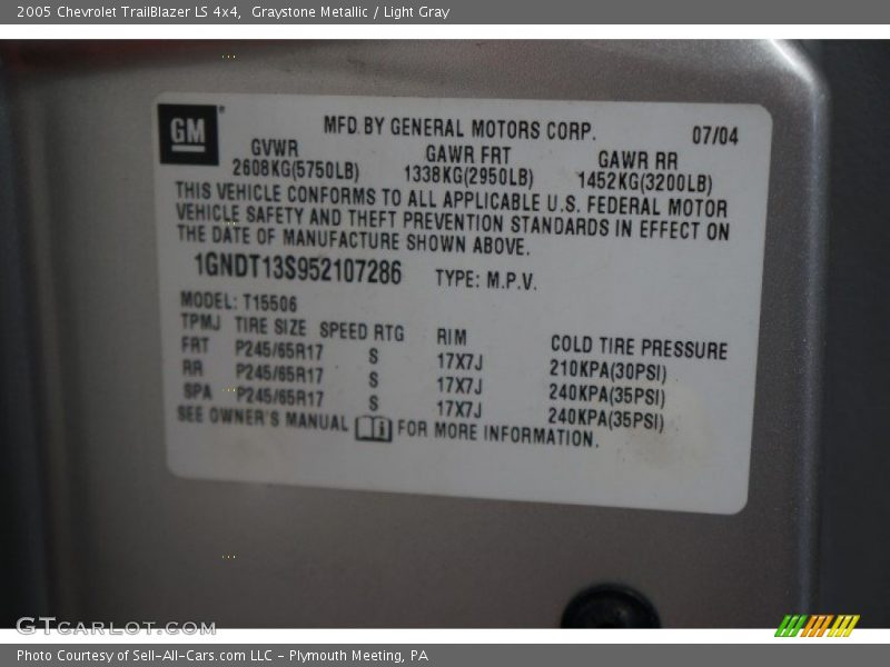 Graystone Metallic / Light Gray 2005 Chevrolet TrailBlazer LS 4x4
