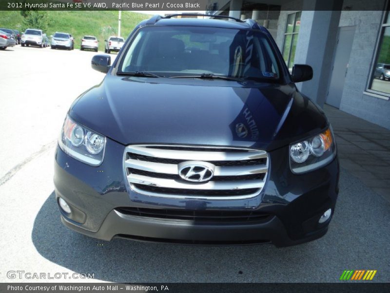 Pacific Blue Pearl / Cocoa Black 2012 Hyundai Santa Fe SE V6 AWD