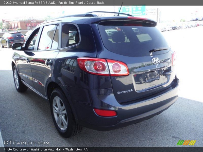 Pacific Blue Pearl / Cocoa Black 2012 Hyundai Santa Fe SE V6 AWD