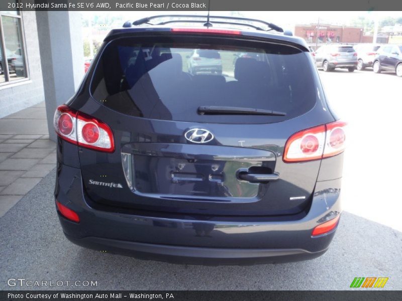 Pacific Blue Pearl / Cocoa Black 2012 Hyundai Santa Fe SE V6 AWD