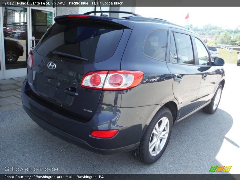 Pacific Blue Pearl / Cocoa Black 2012 Hyundai Santa Fe SE V6 AWD