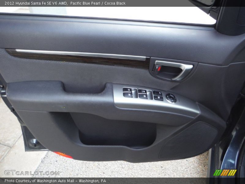 Pacific Blue Pearl / Cocoa Black 2012 Hyundai Santa Fe SE V6 AWD
