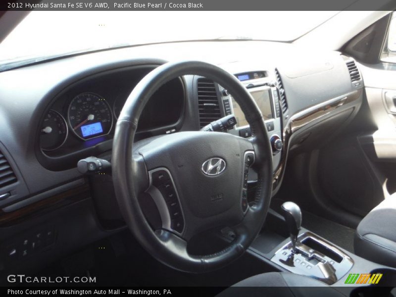 Pacific Blue Pearl / Cocoa Black 2012 Hyundai Santa Fe SE V6 AWD