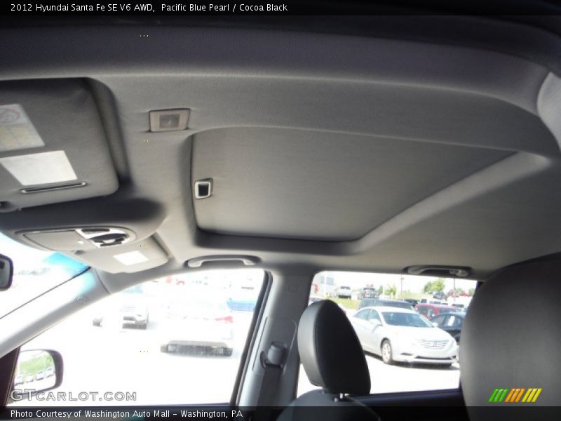 Pacific Blue Pearl / Cocoa Black 2012 Hyundai Santa Fe SE V6 AWD