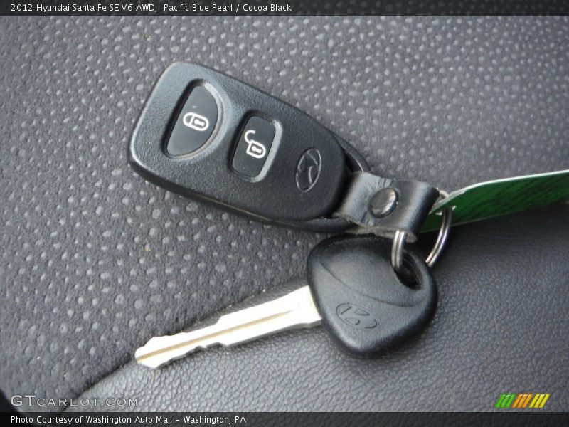 Pacific Blue Pearl / Cocoa Black 2012 Hyundai Santa Fe SE V6 AWD