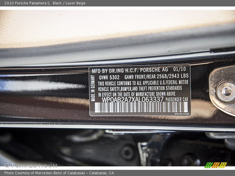 Black / Luxor Beige 2010 Porsche Panamera S