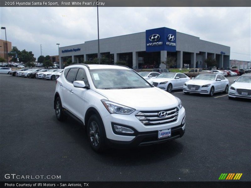 Frost White Pearl / Gray 2016 Hyundai Santa Fe Sport