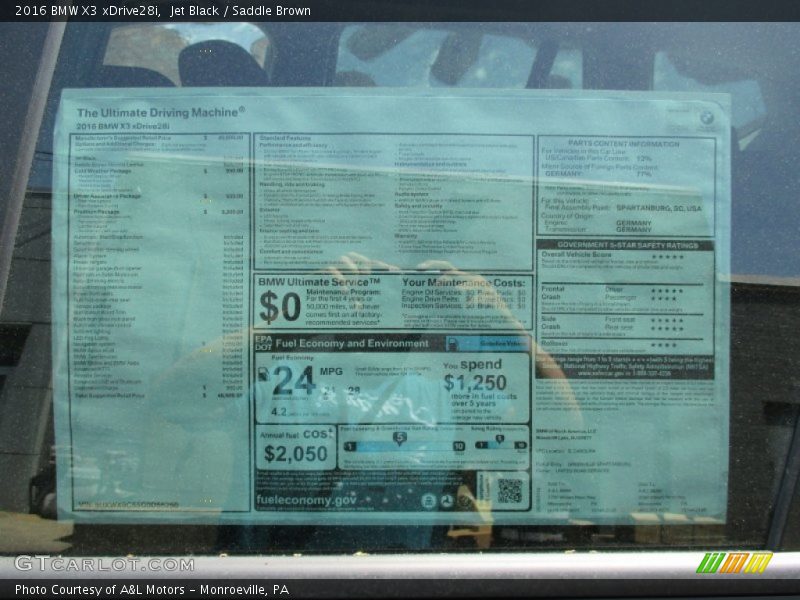  2016 X3 xDrive28i Window Sticker