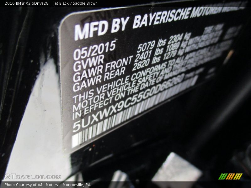 Jet Black / Saddle Brown 2016 BMW X3 xDrive28i