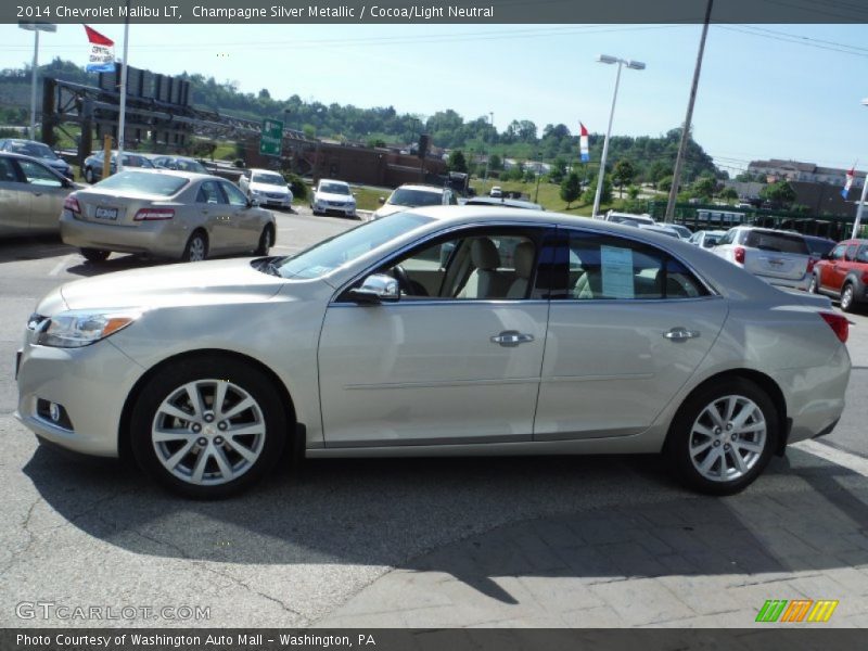 Champagne Silver Metallic / Cocoa/Light Neutral 2014 Chevrolet Malibu LT