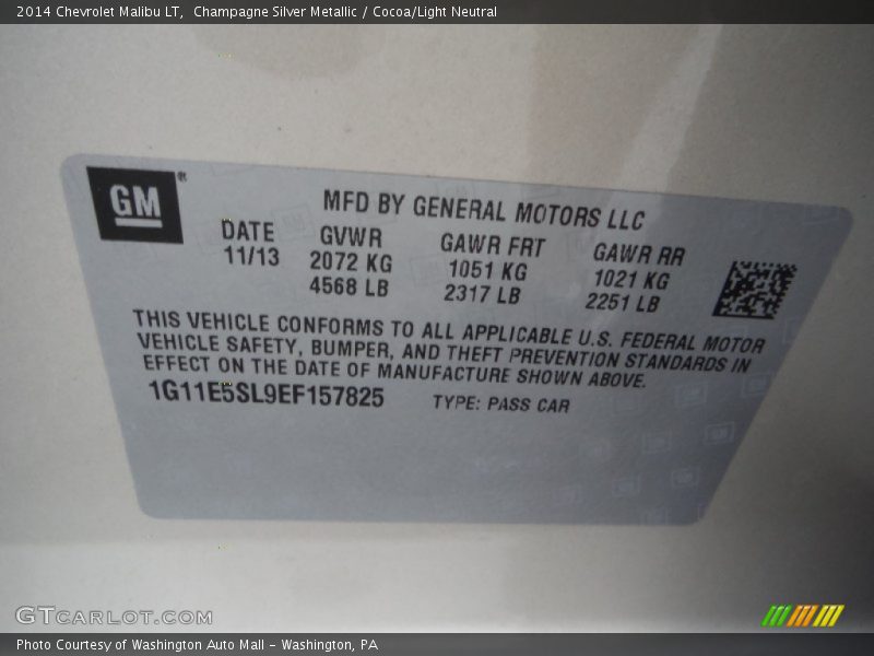 Champagne Silver Metallic / Cocoa/Light Neutral 2014 Chevrolet Malibu LT