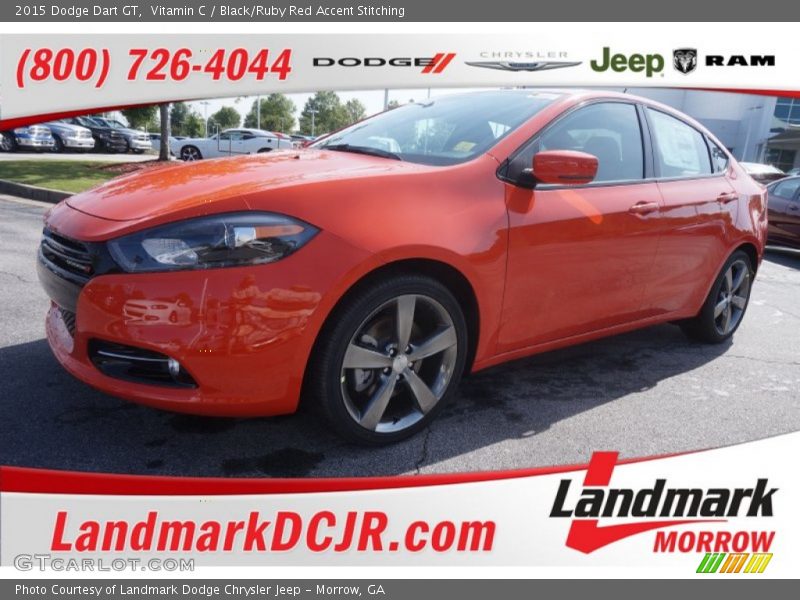 Vitamin C / Black/Ruby Red Accent Stitching 2015 Dodge Dart GT