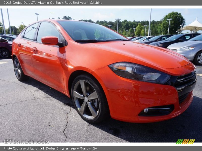 Vitamin C / Black/Ruby Red Accent Stitching 2015 Dodge Dart GT