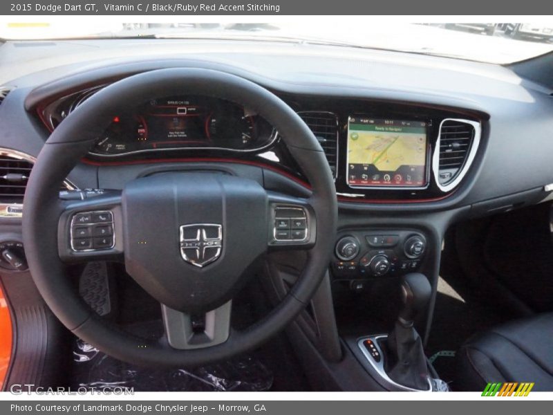 Vitamin C / Black/Ruby Red Accent Stitching 2015 Dodge Dart GT
