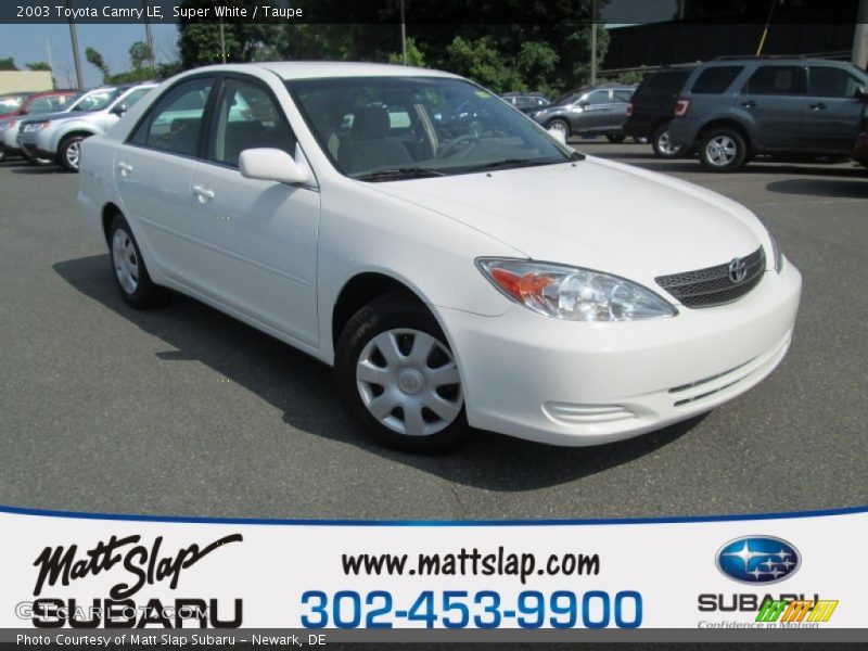 Super White / Taupe 2003 Toyota Camry LE