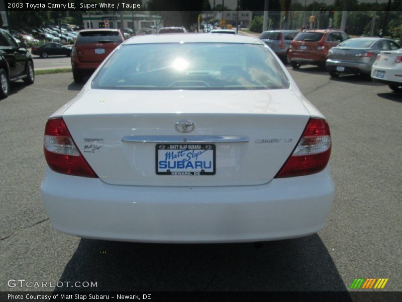 Super White / Taupe 2003 Toyota Camry LE