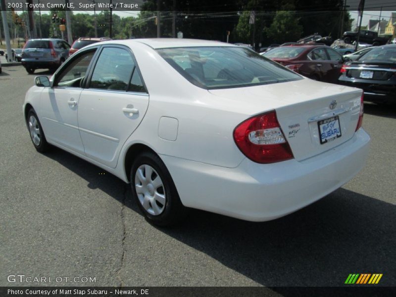 Super White / Taupe 2003 Toyota Camry LE